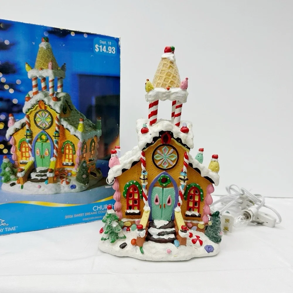Holiday TIME 2006 Rare Lighted Christmas SWEET DREAMS COLLECTION‎ Church W/box